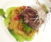 龍天門（恵比寿ウェスティンホテル）にて、鴨と野菜の冷やしそば