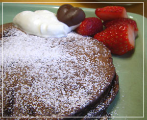 バレンタインデーの朝御飯は、チョコ風味パンケーキ