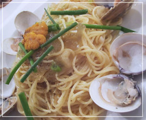 千葉「La Maison ensoleille table」にて、ハマグリとウニのスパゲティ♪