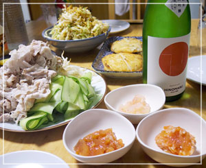 ザ・日の丸！な感じの日本酒で夕御飯。