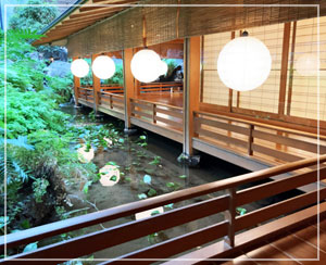 日本料理「渡風亭」 、屋内とは思えないこの雰囲気