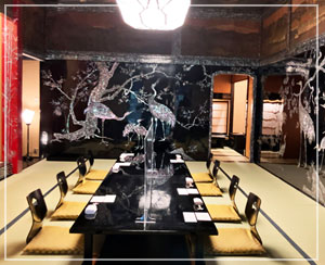 日本料理「渡風亭」、竹坡のお部屋の雰囲気がすごかった。