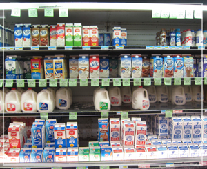 Food Pantryの乳製品コーナー。普通の牛乳はどこ!?